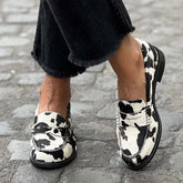 Women's Spring And Autumn Round Toe Shallow Mouth Cows Pattern Plus Size Casual Pumps